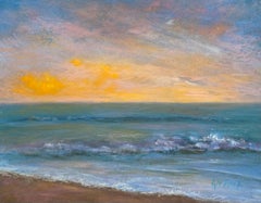 The Sun Went Down Like Honey, Original impressionistisches pastellfarbenes Landschaftsgemälde