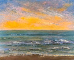 Il sole è sceso come il miele, dipinto originale a pastello di un paesaggio impressionista