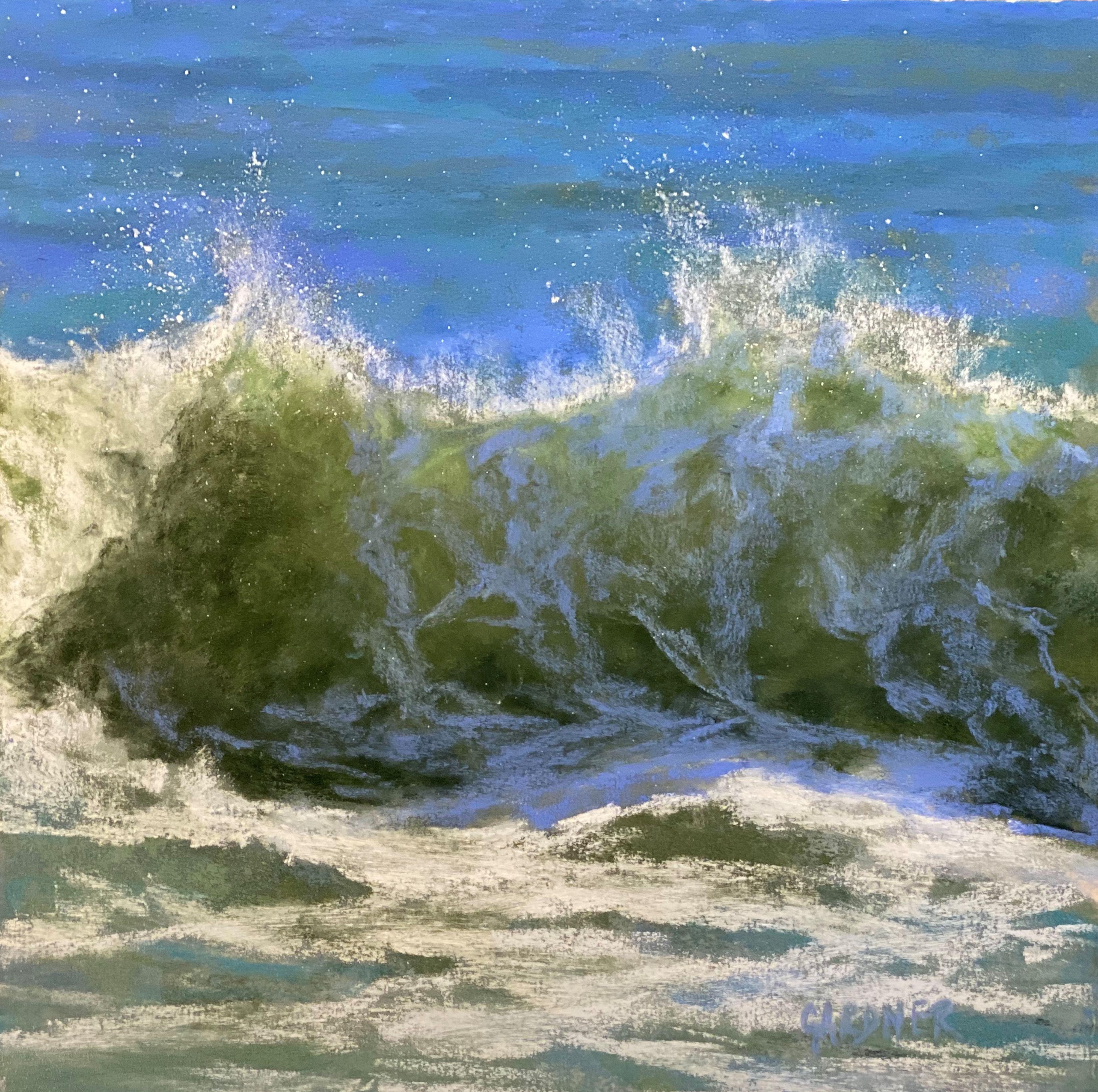 Landscape Painting Dina Gardner - The Unfolding - Peinture de vague pastel encadrée