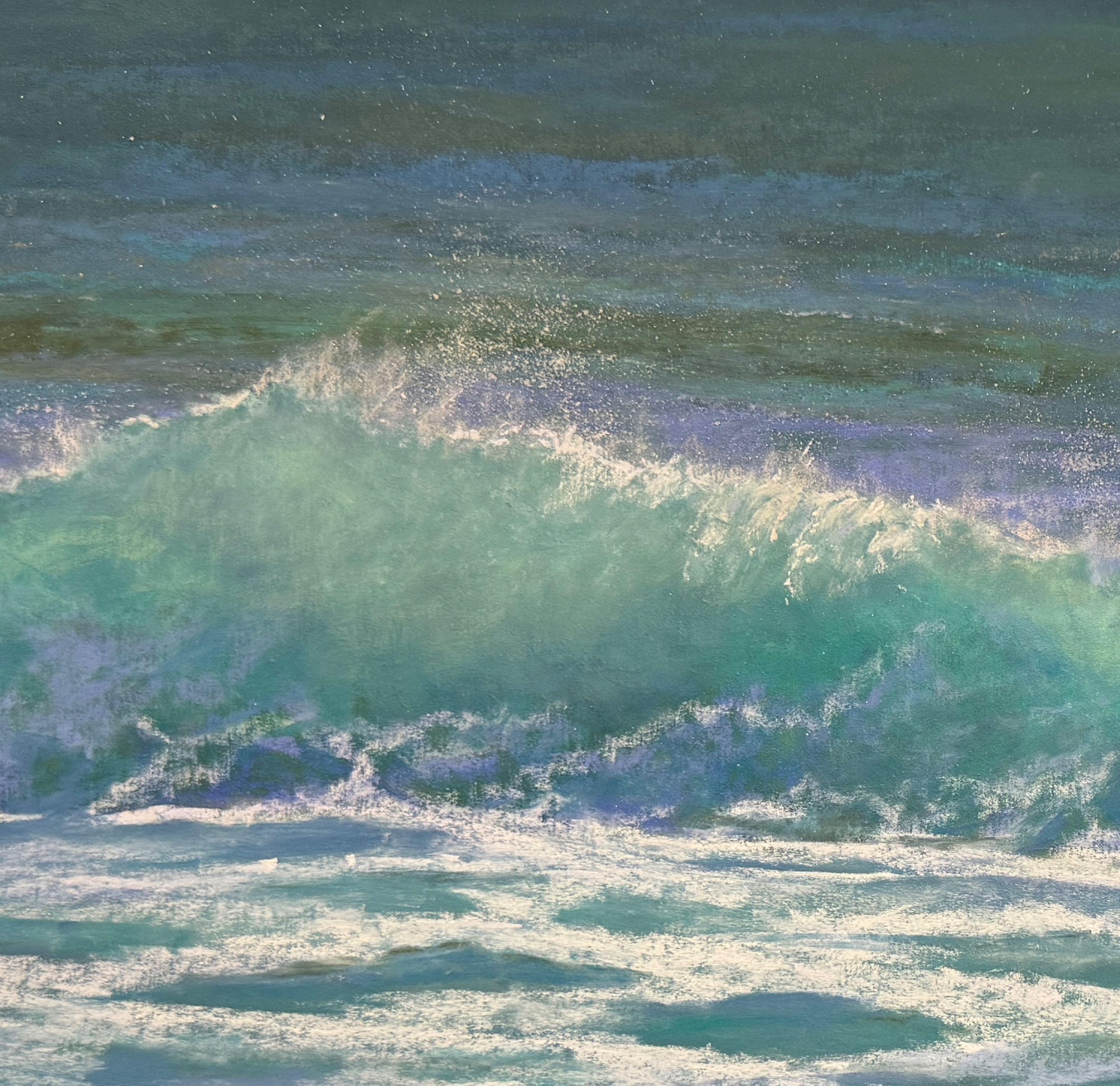 L'acqua è calda - Pittura originale impressionista a pastello con onde - Painting di Dina Gardner