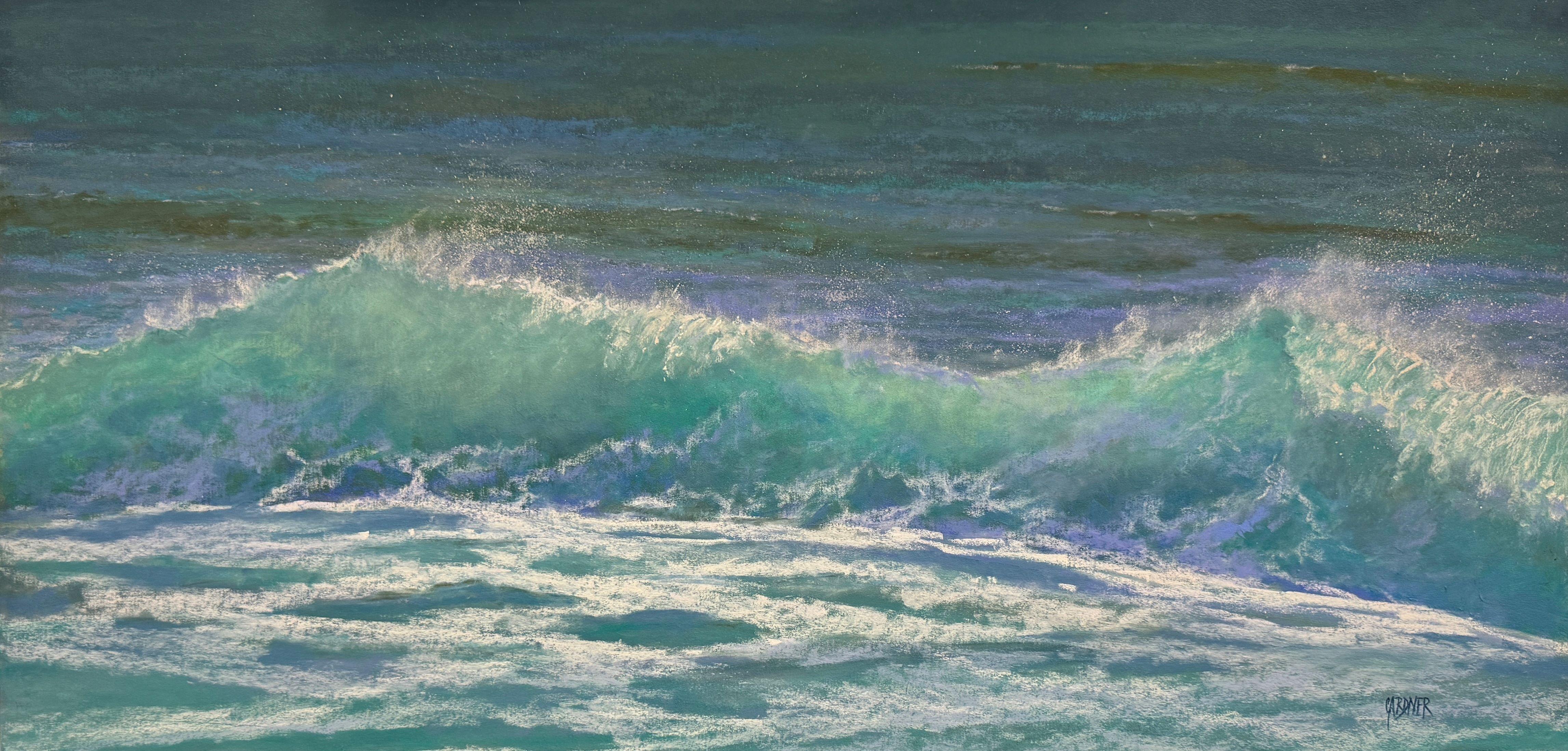Landscape Painting di Dina Gardner - L'acqua è calda - Pittura originale impressionista a pastello con onde
