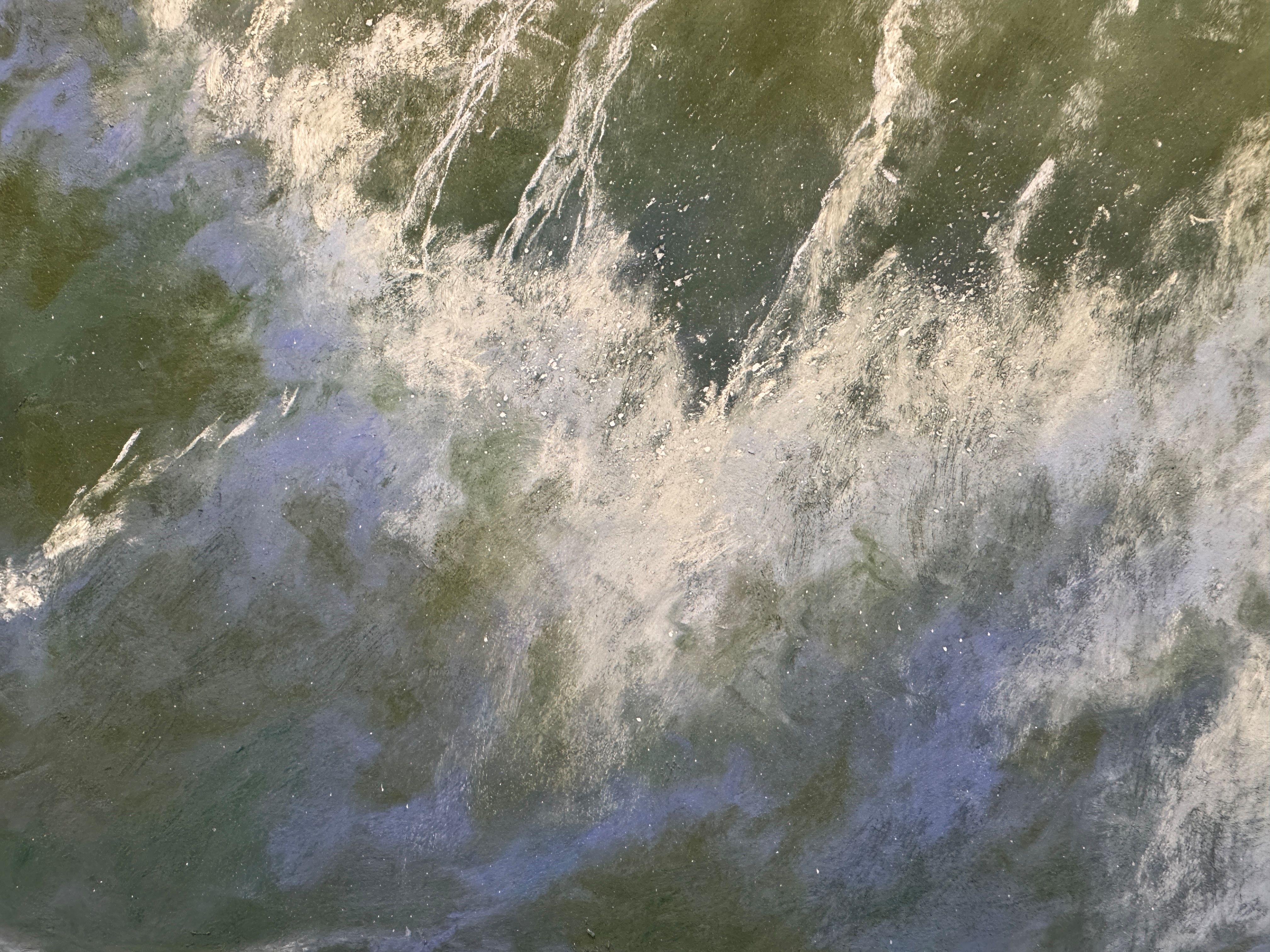 Three Sheets to the Wind (2) - Pastel Impressionist Wave Painting - Gray Landscape Painting by Dina Gardner