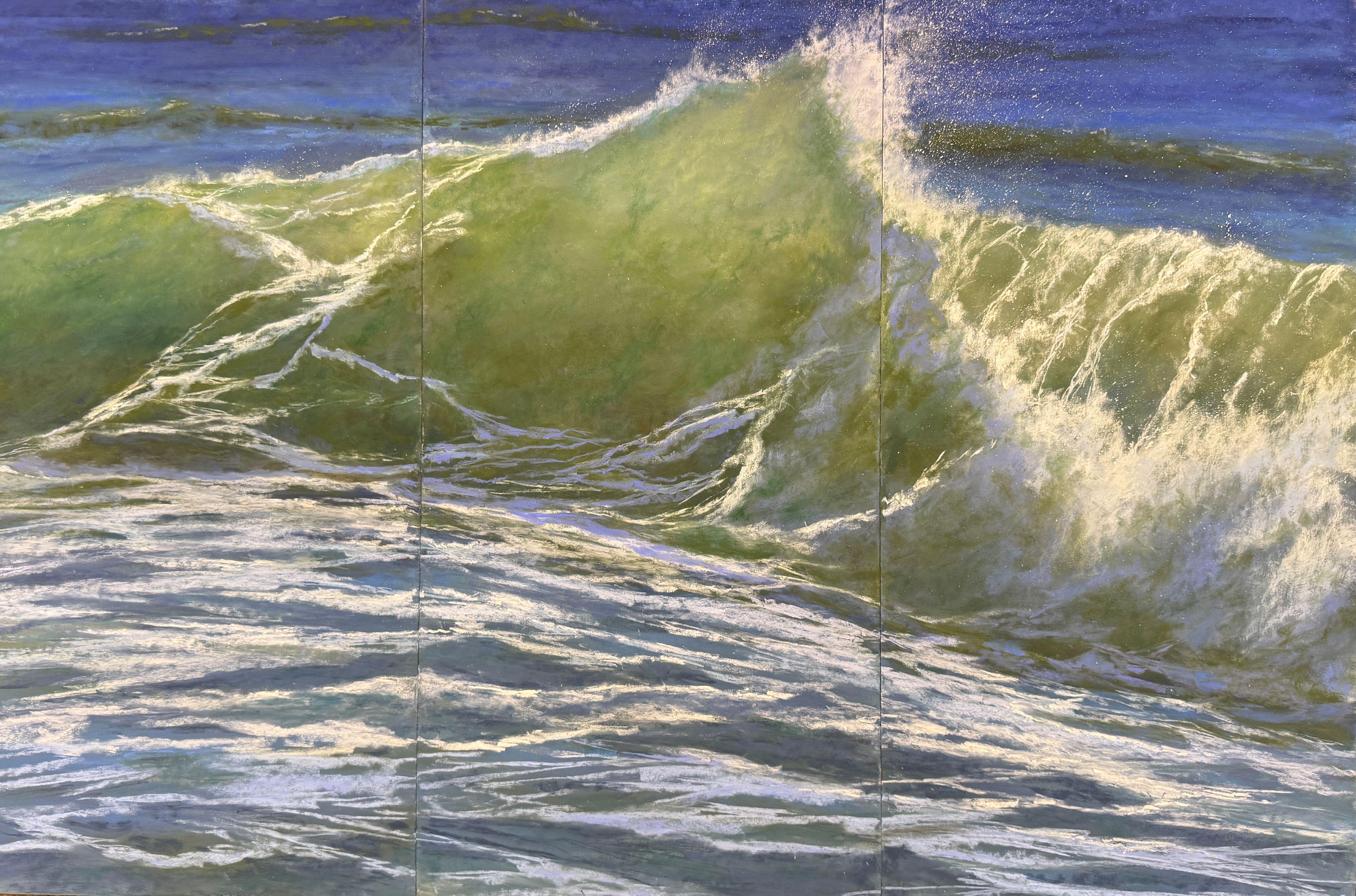 Dina Gardner Landscape Painting - Three Sheets to the Wind (2) - Pastel Impressionist Wave Painting