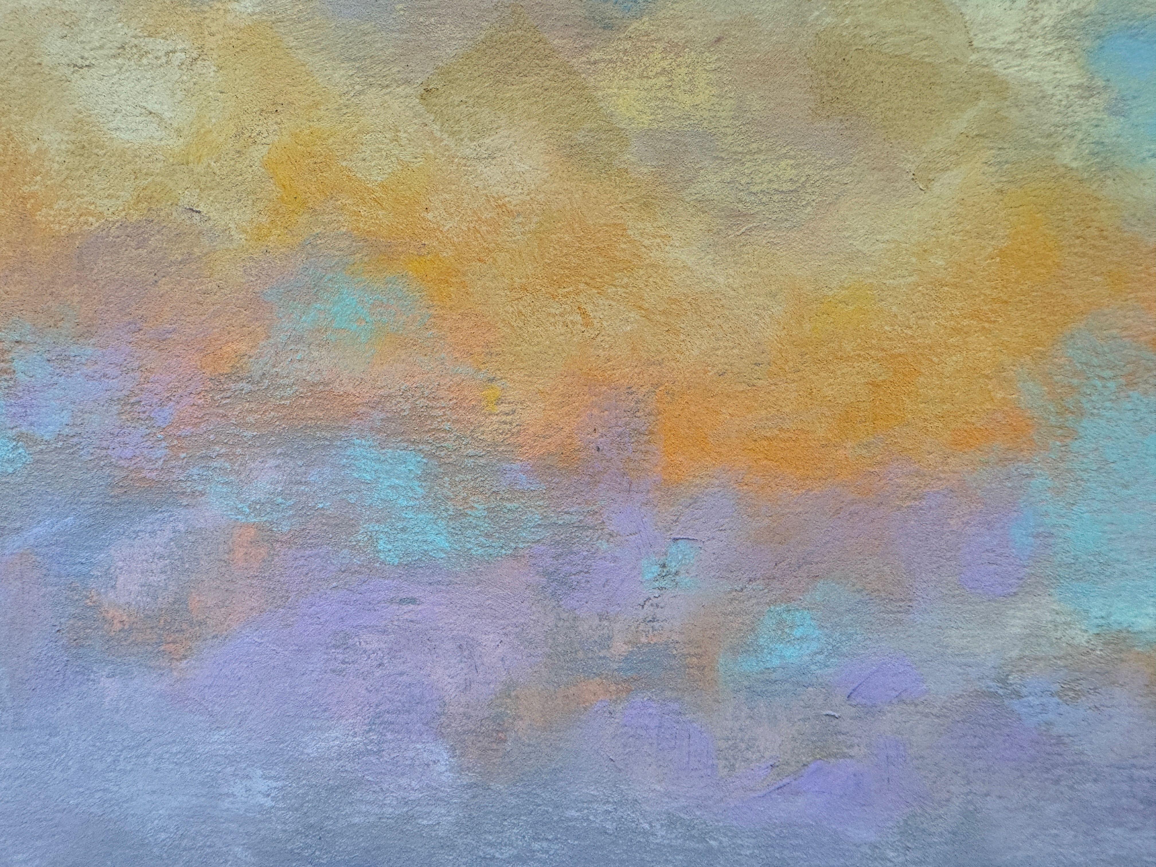 Beauté transcendante - Peinture impressionniste au pastel d'un coucher de soleil - Marron Landscape Painting par Dina Gardner