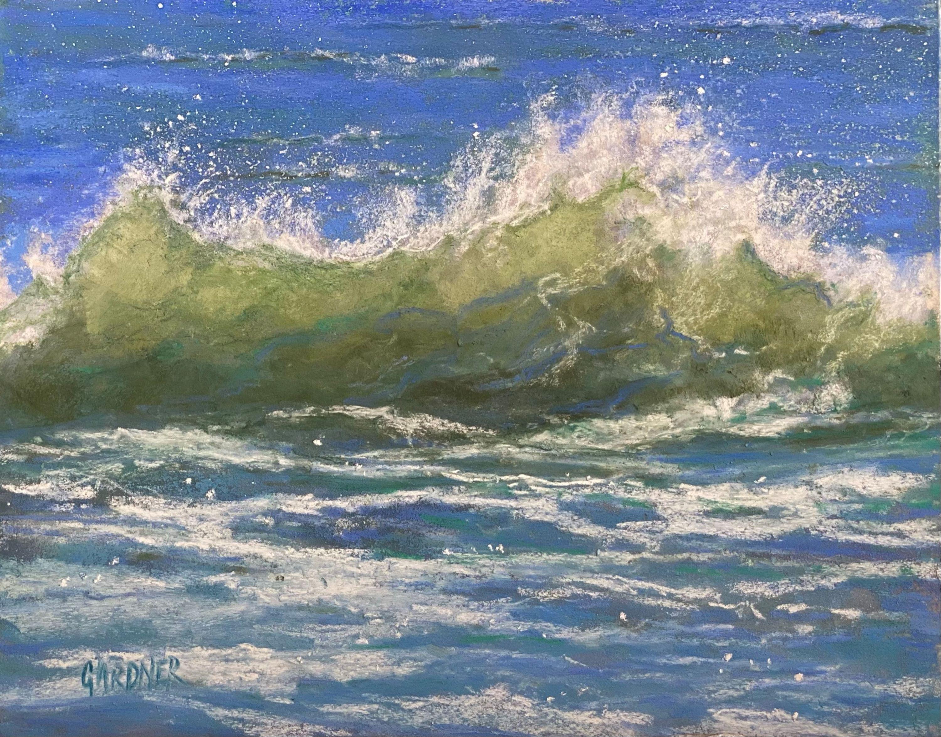 Twist and Shout 1, peinture originale de paysage marin au pastel sur panneau, 2021