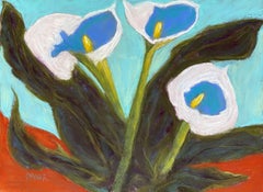 Wall Flowers, Original Pastel Floral Still Life Painting on Board, 2021