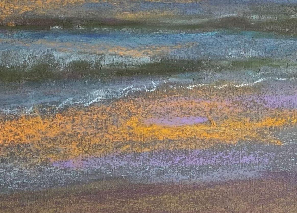 Wash Our Troubles Away, Original Impressionist Landscape Pastel Painting - Gray Landscape Painting by Dina Gardner
