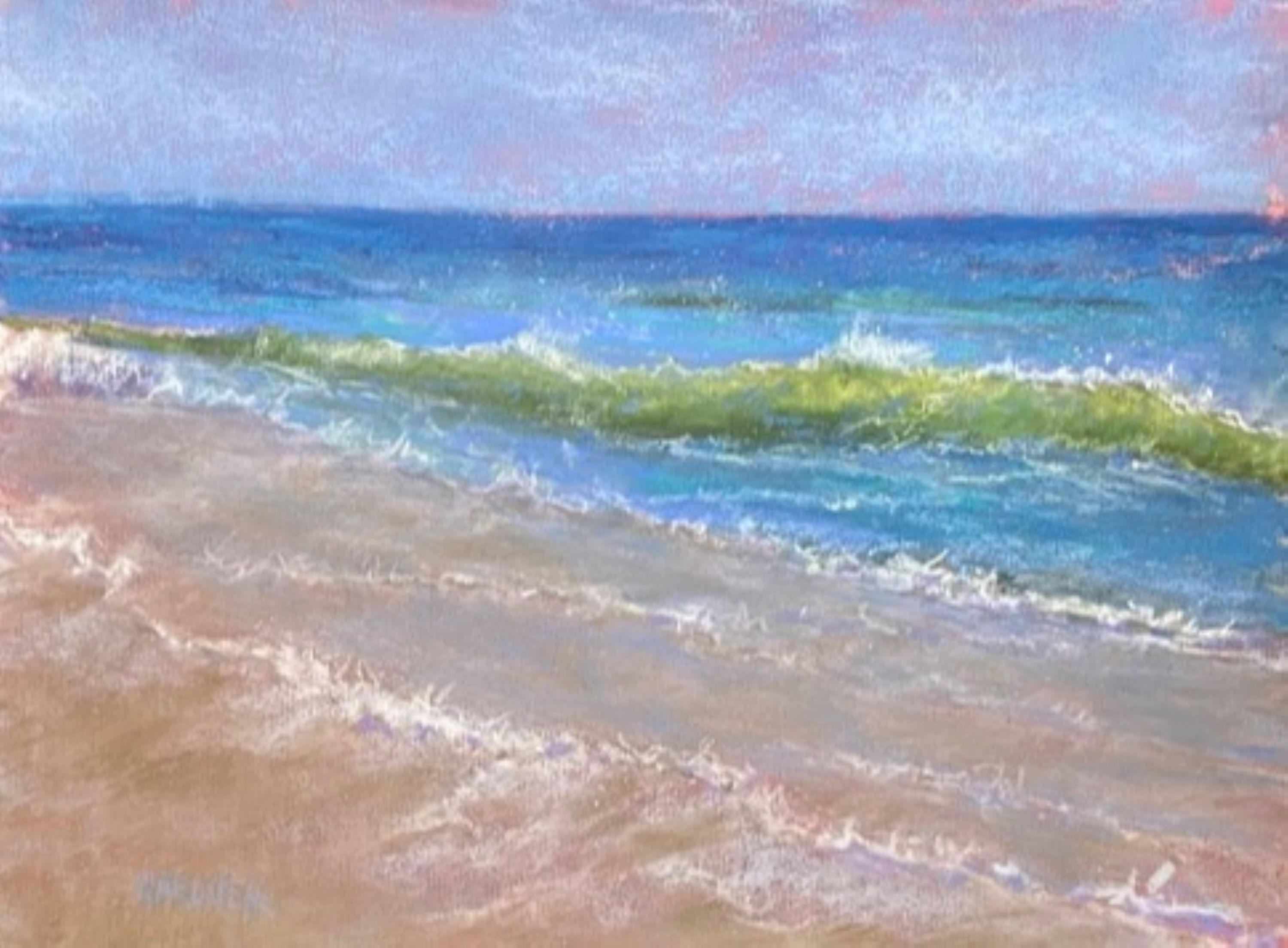 Dina Gardner Landscape Painting - Weekend Warrior, Original Impressionist Seascape Pastel Painting on Board, 2021