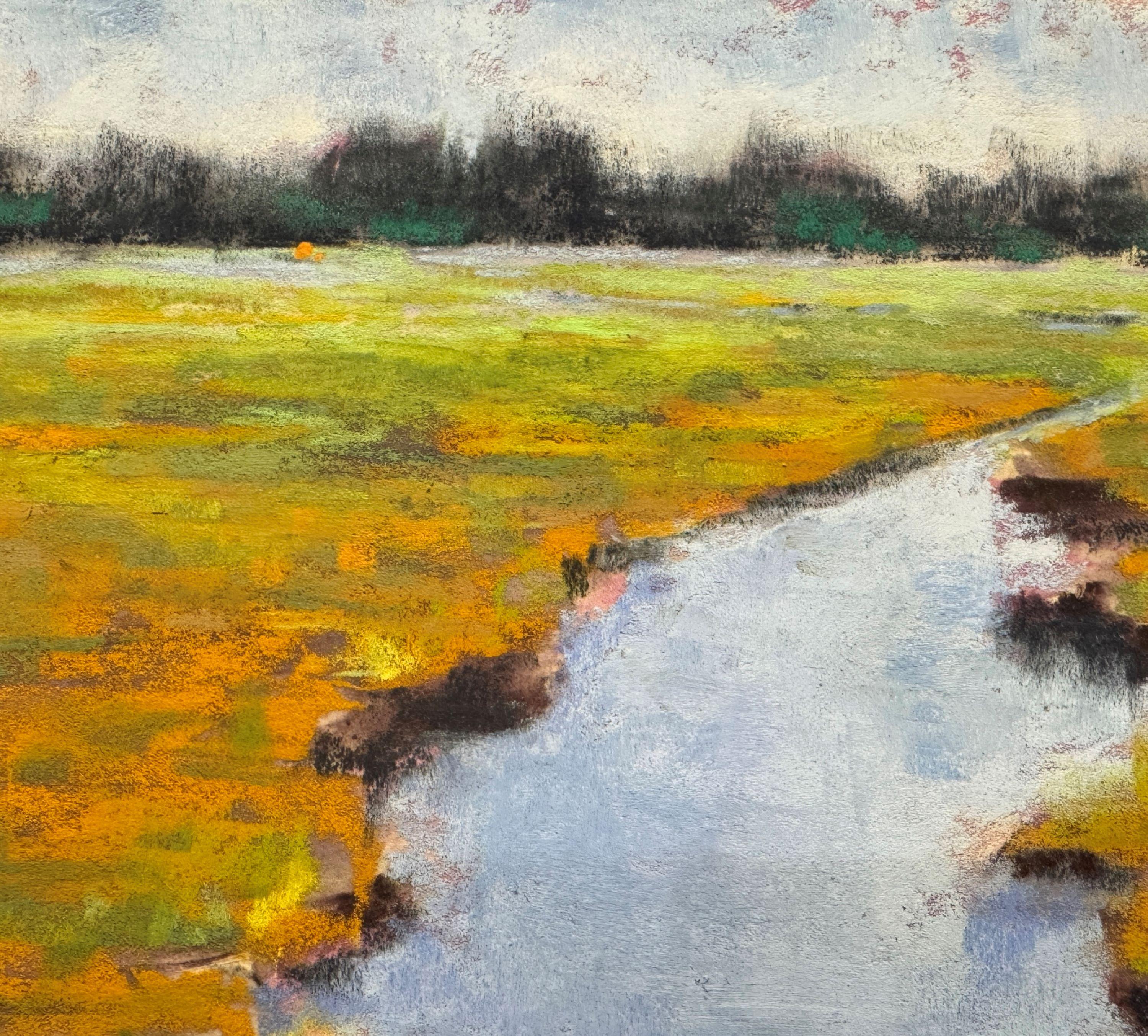When the Seasons Turn - Pastel Impressionist Marsh Painting im Angebot 1