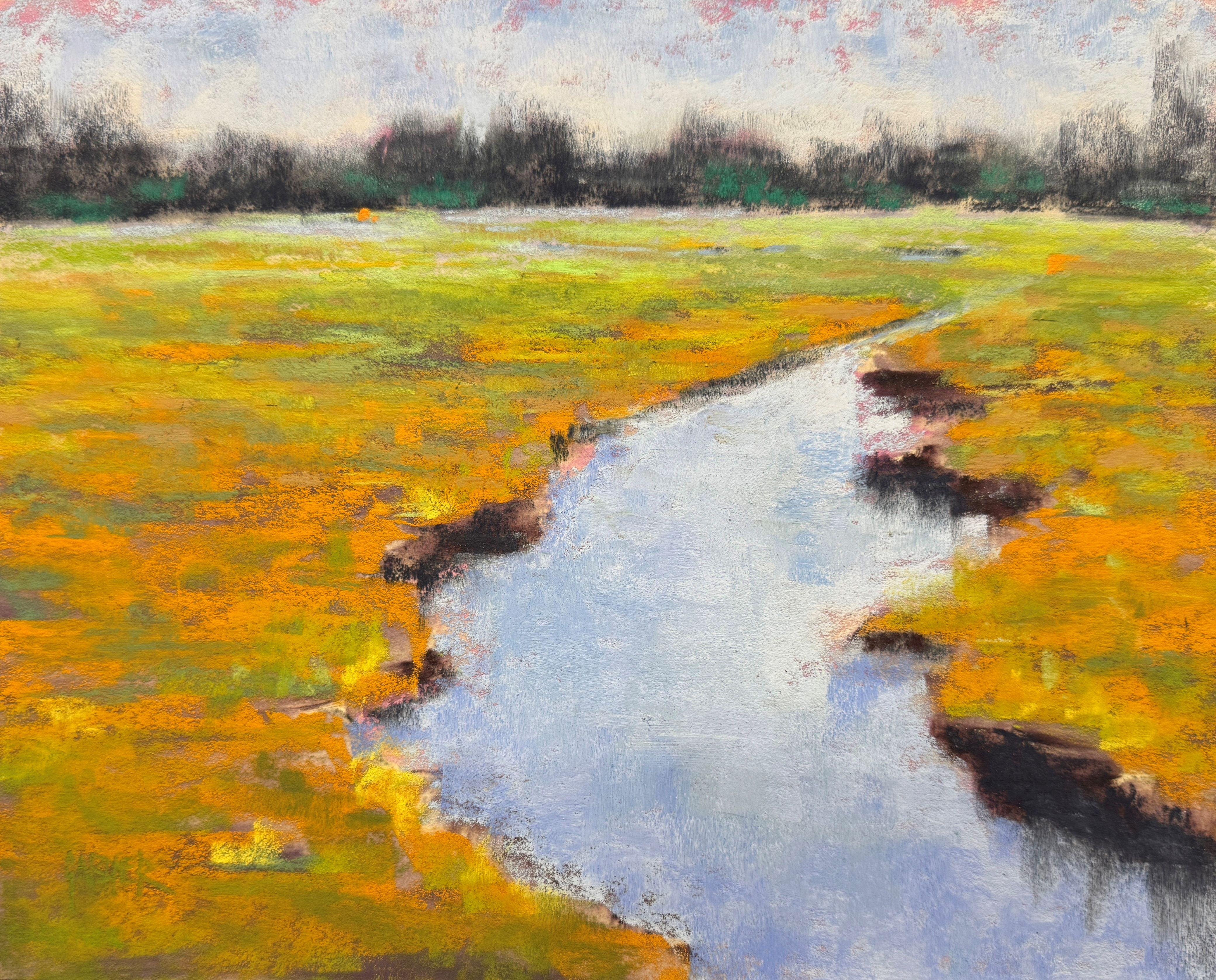 When the Seasons Turn - Pastel Impressionist Marsh Painting