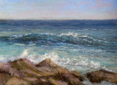 Where Ocean Breezes Blow, Original Pastel Impressionist Seascape Painting, 2021