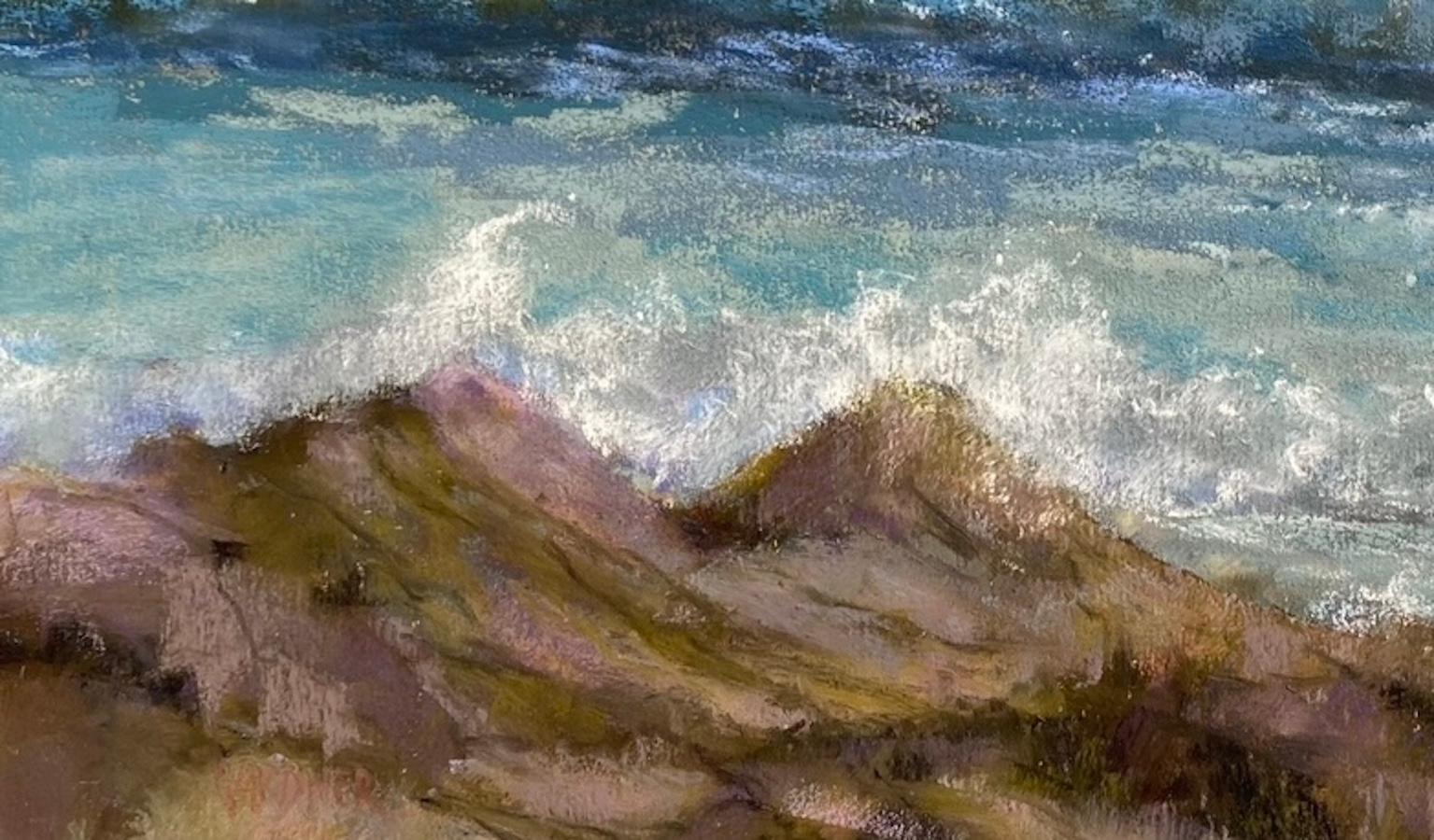 Where Ocean Breezes Blow, peinture impressionniste originale de paysage marin au pastel, 2021 - Impressionnisme Art par Dina Gardner