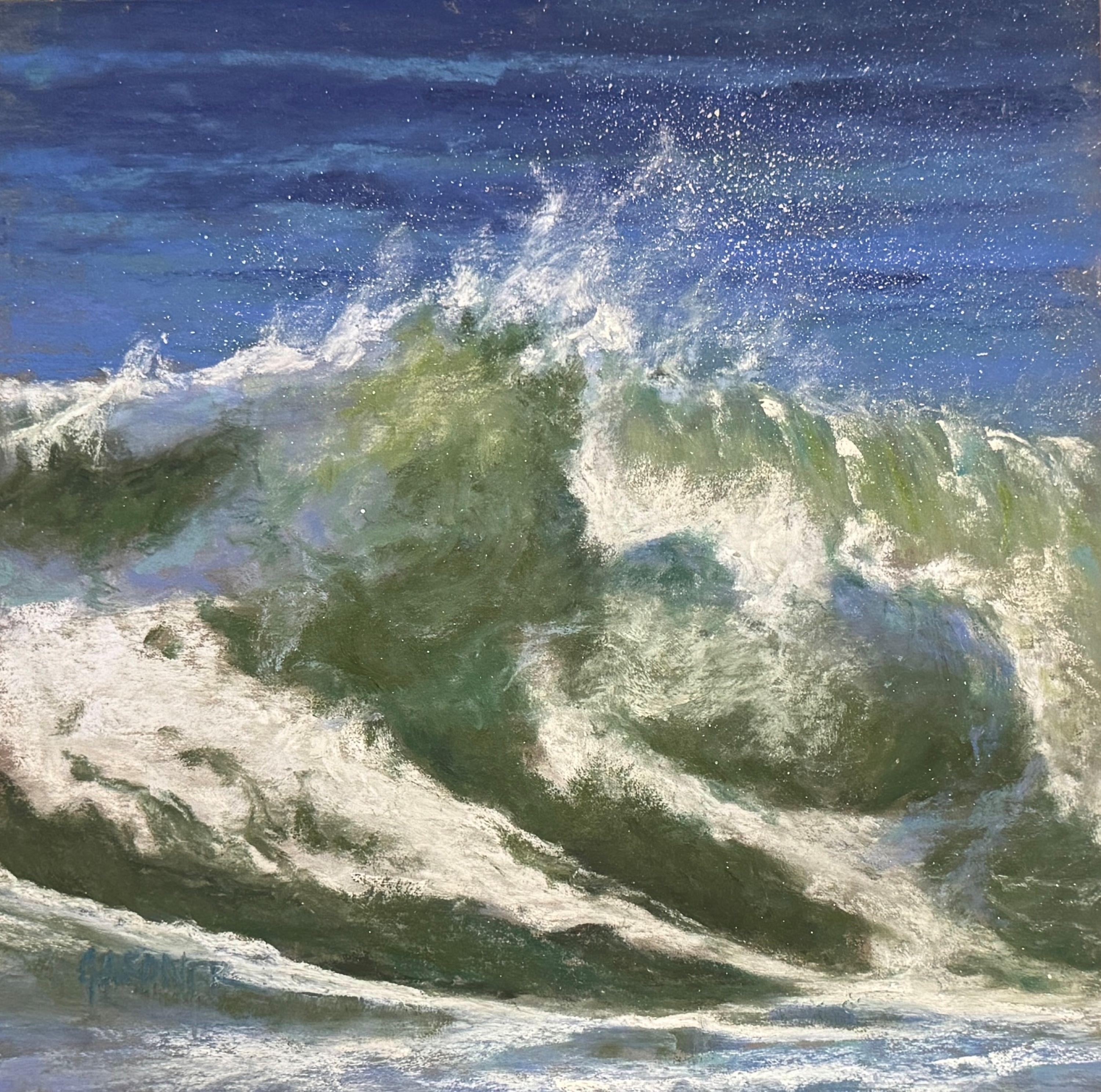 Dina Gardner Landscape Painting - Windswept - Impressionist Wave Pastel Painting