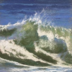 Windswept - Impressionistisches Wellengemälde in Pastell