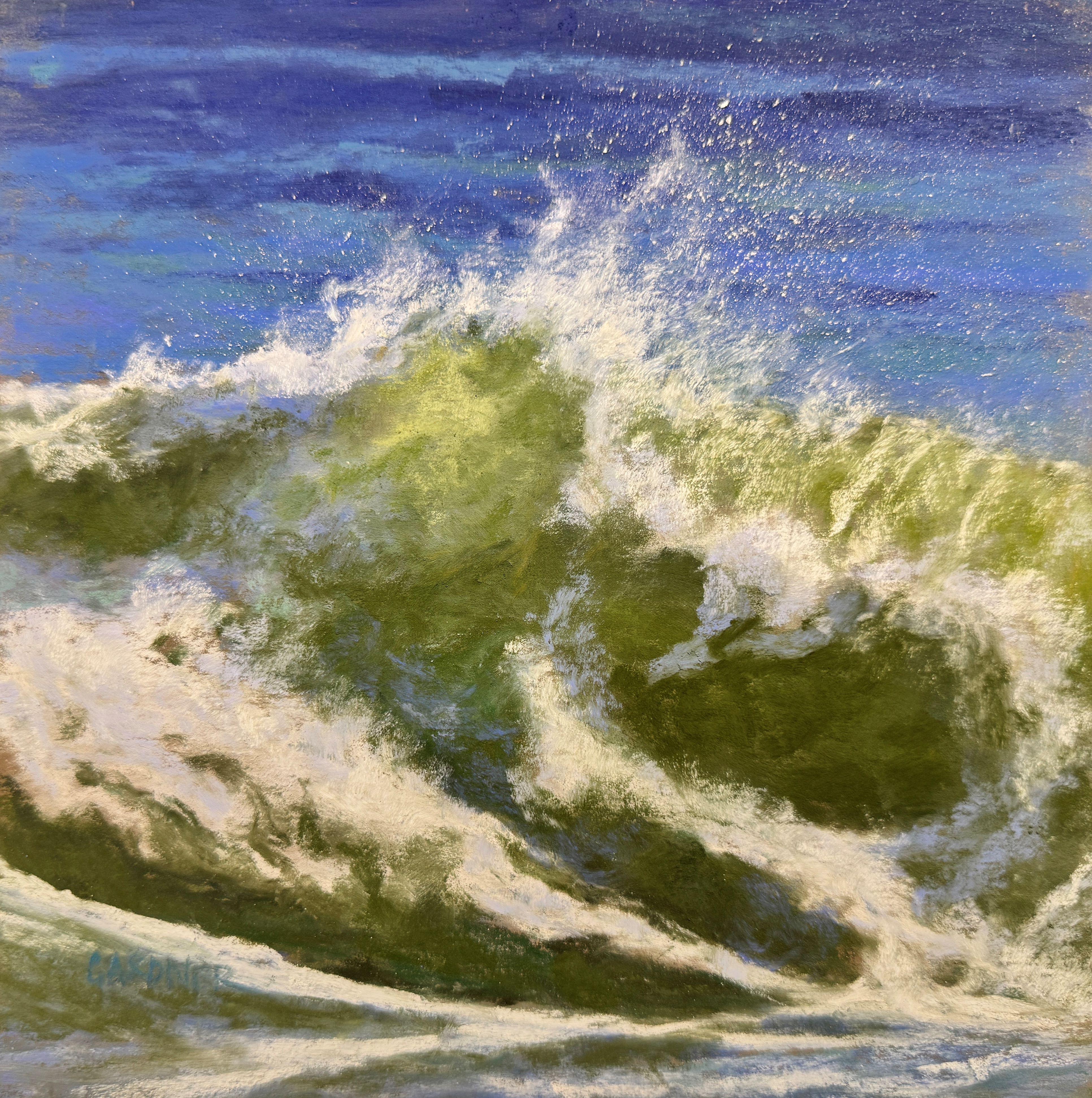 Windswept - Impressionistisches Wellengemälde in Pastell