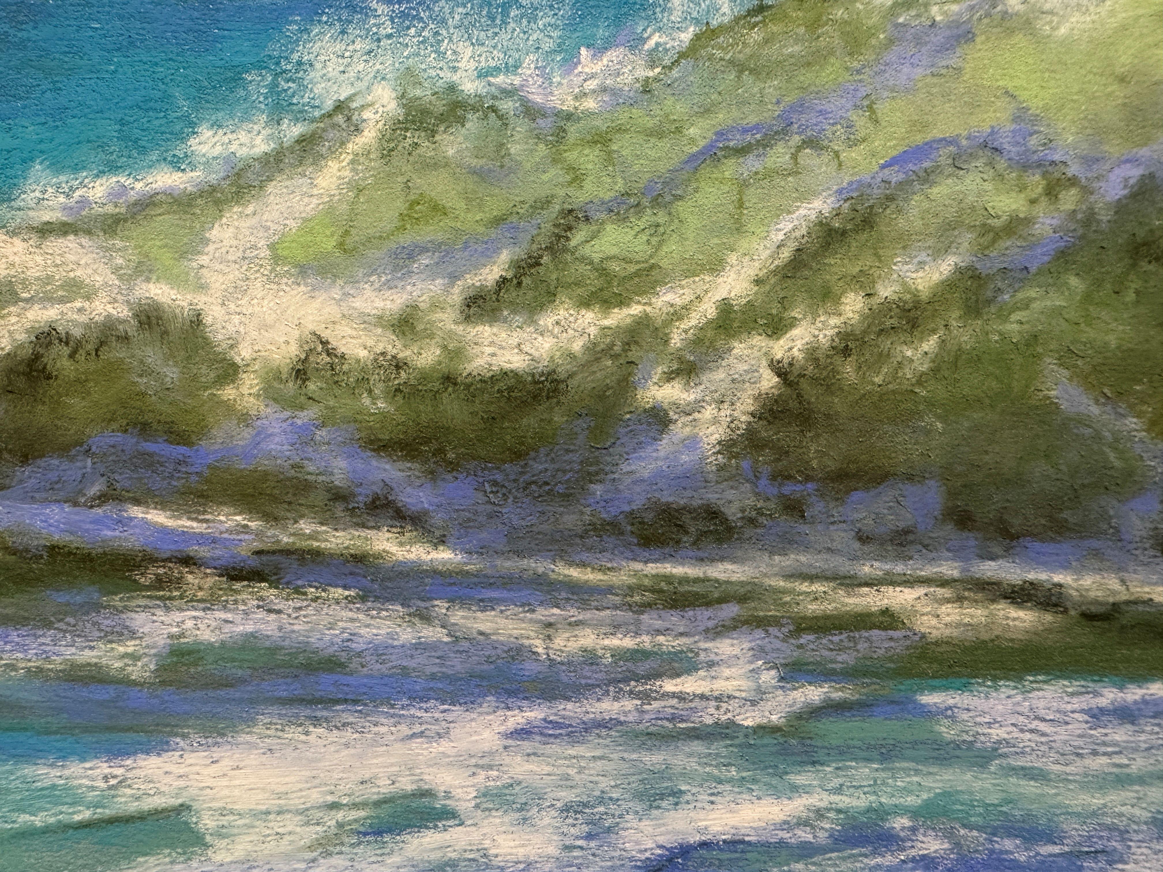 Wing and a Prayer - Peinture impressionniste au pastel avec des vagues - Painting de Dina Gardner
