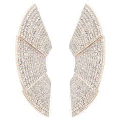 Dina Kamal, Fan Earrings, 18k Beige Gold with Natural White Diamonds