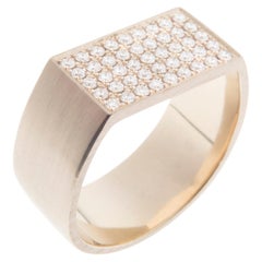 Dina Kamal, Flat Plate Pinky Ring, 18k Beige Gold with Natural White Diamonds