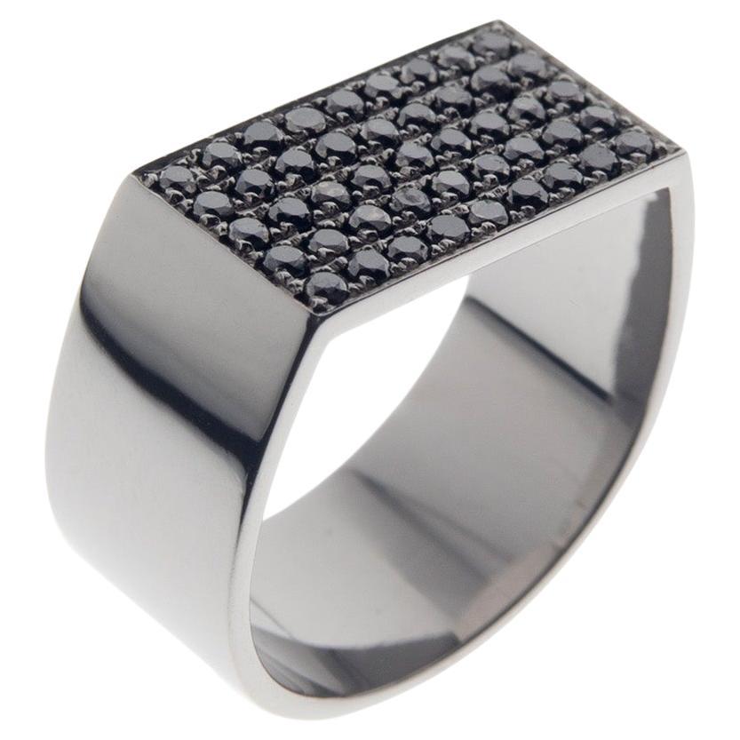 Customizable Dina Kamal, Twin Tube Pinky Ring, 18k Black Gold with