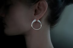 Dina Kamal, Tribal Earrings, 18k Beige Gold with Natural White Diamonds