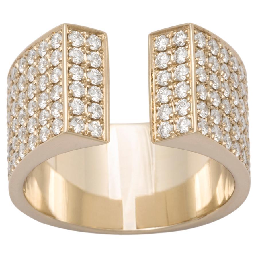 For Sale:  Dina Kamal, Twin Tube Pinky Ring, 18k Beige Gold with Natural White Diamonds