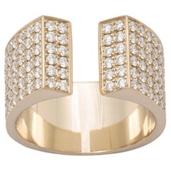 Dina Kamal, Twin Tube Pinky Ring, 18k Beige Gold with Natural White Diamonds