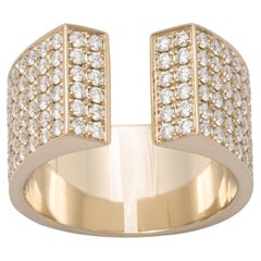 Dina Kamal, Rosa Ring mit zwei Röhren, 18 Karat Beige-Gold mit natürlichen weißen Diamanten