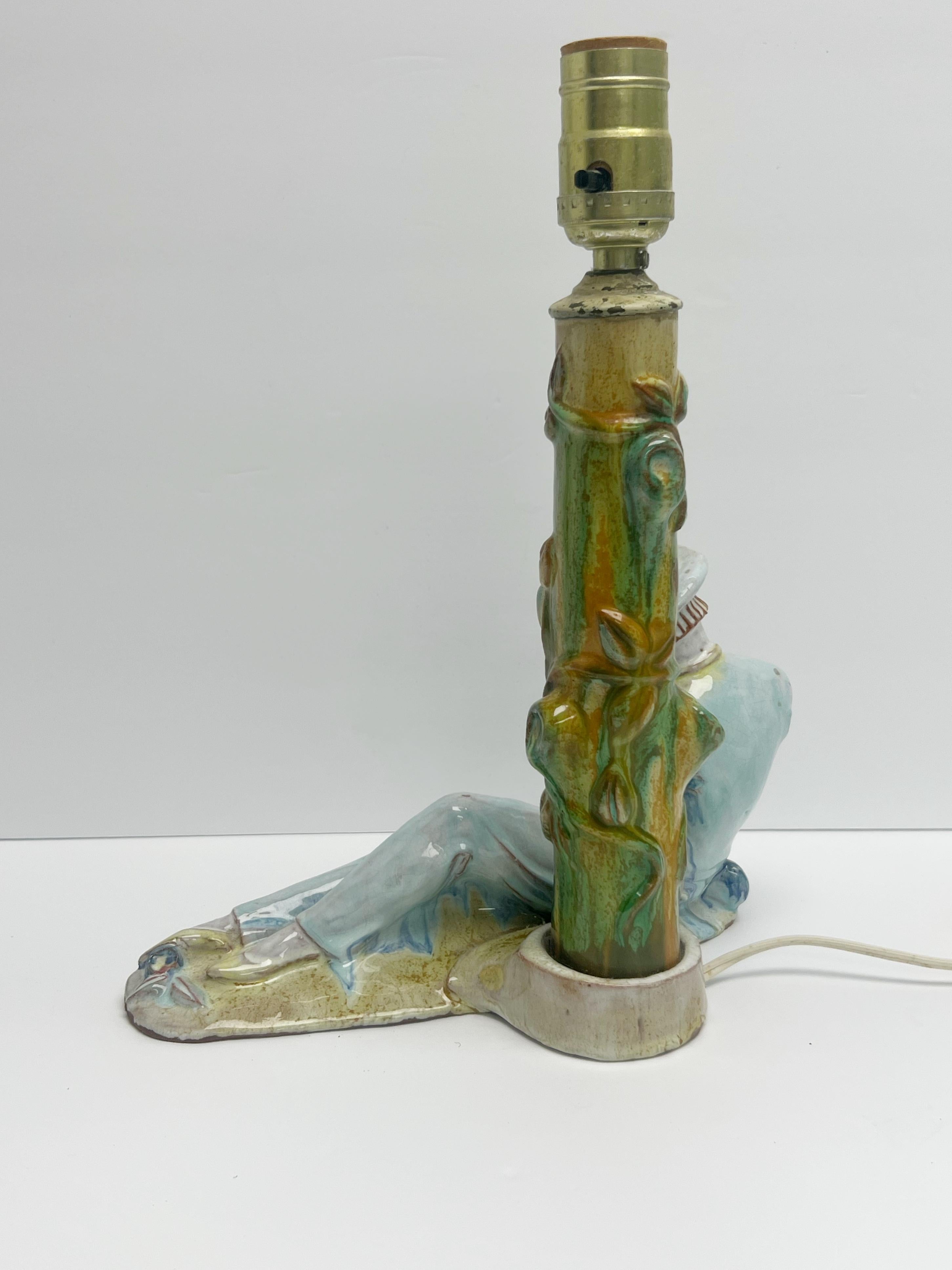 Ceramic Dina Kuhn  Mundharmonikerspieler Harmonica Player Table Lamp For Sale