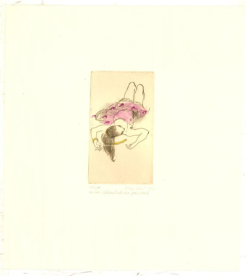 Dina Larot (geb. 1942) – signierte Lithographie Das junge Mädchen aus der Mitte des 20. Jahrhunderts 1