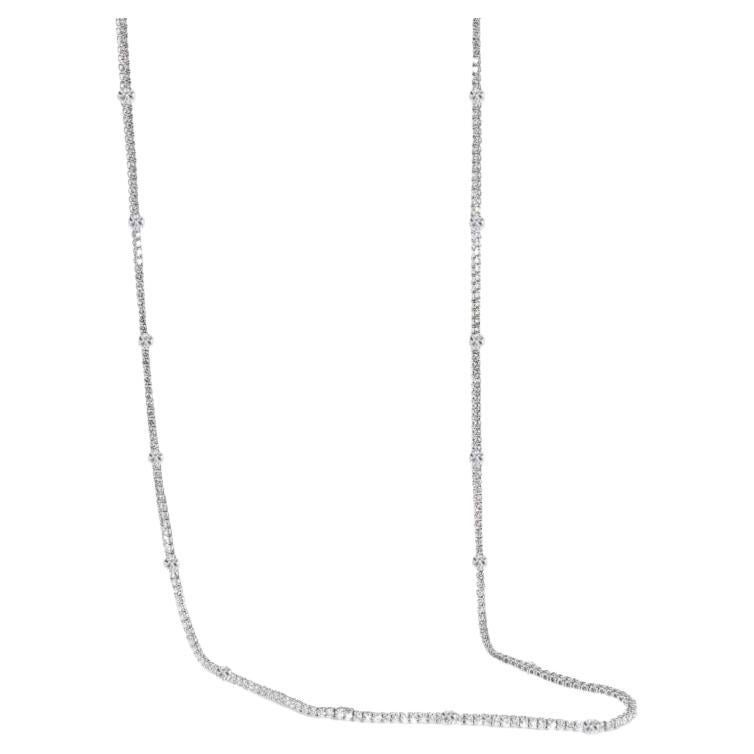 Dina M. 14kt white gold, 36" opera diamond necklace featuring 15.63  For Sale