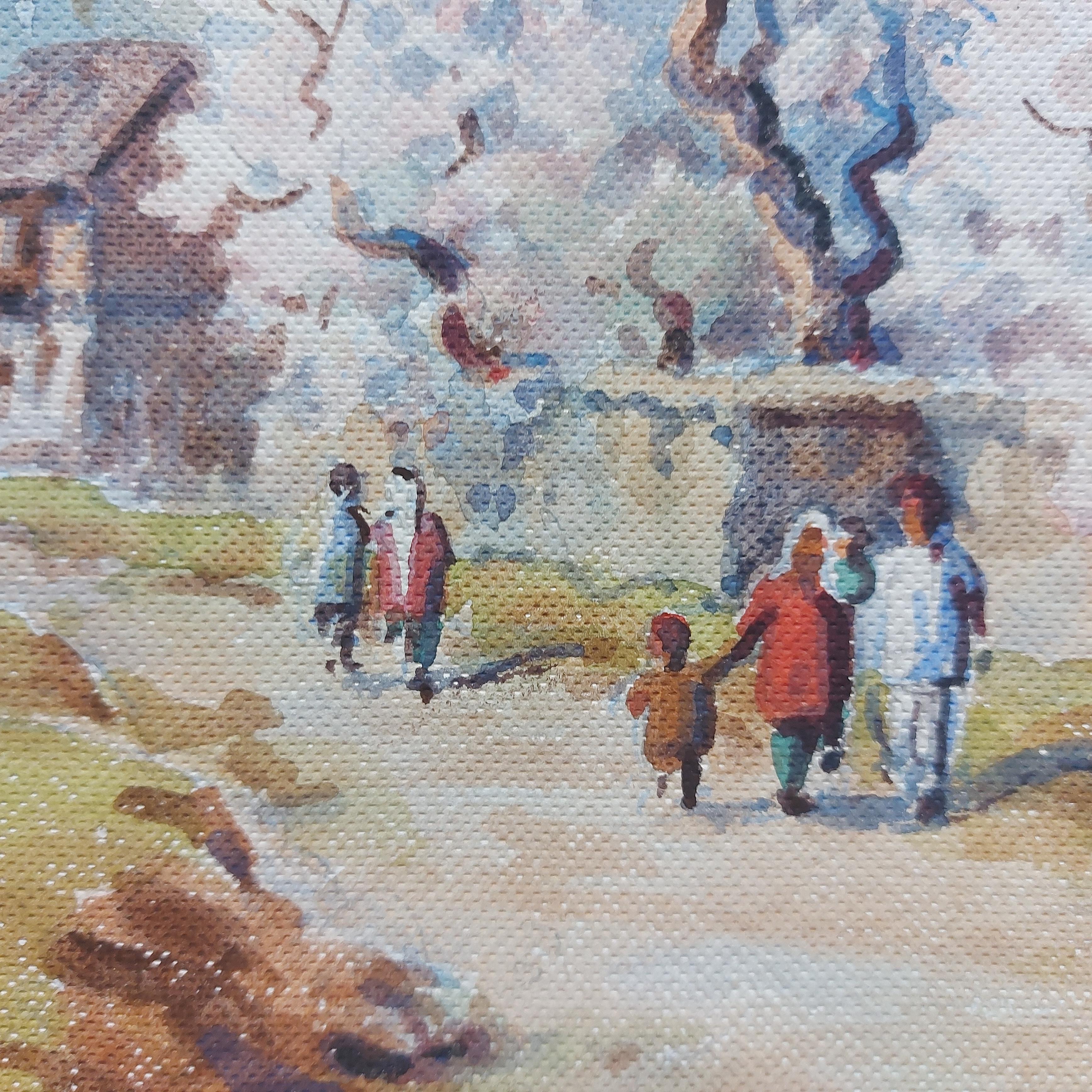 Valle del Kashmir Mandorlo in fiore Dina Nath Walli Paesaggio di montagna India Arte in vendita 3