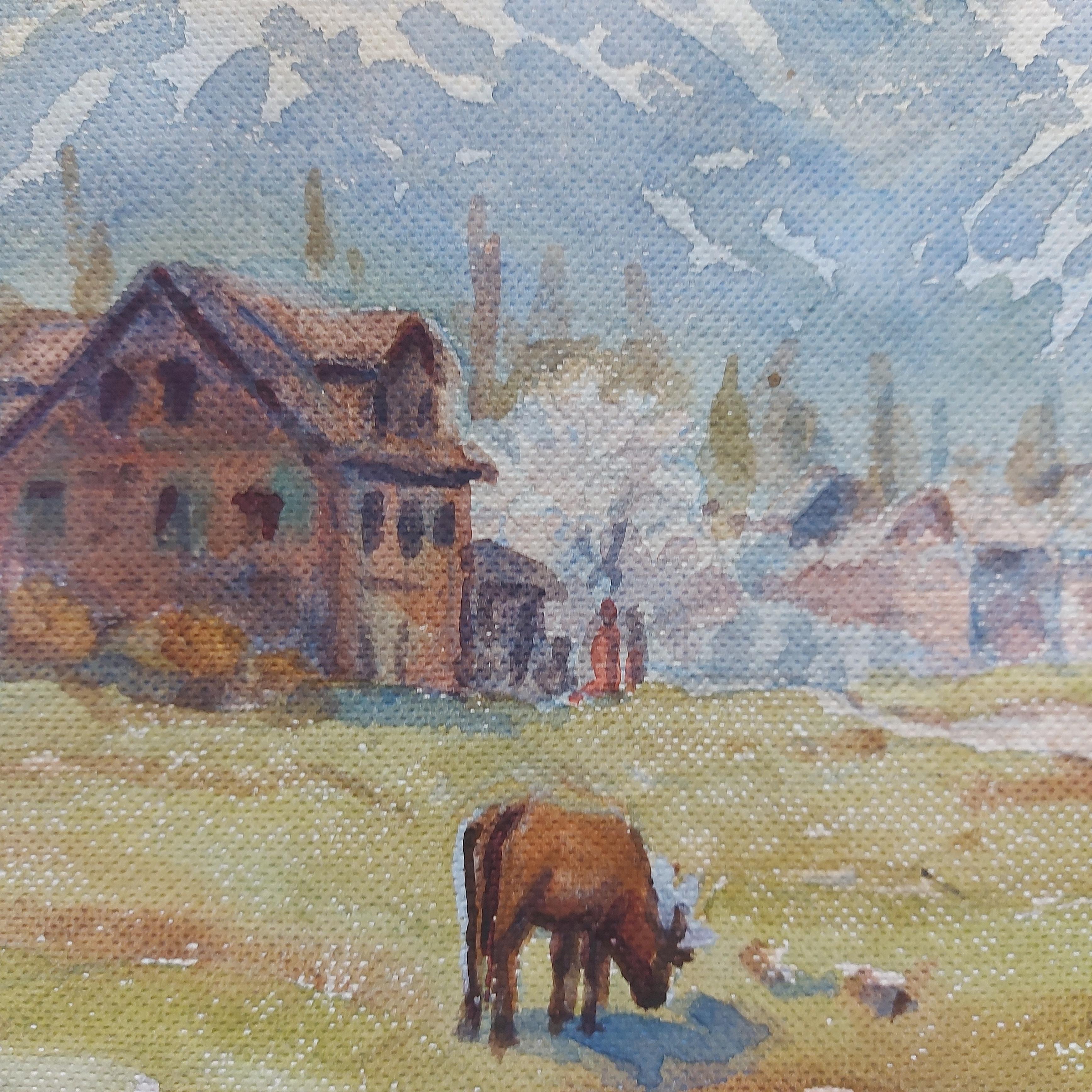 Valle del Kashmir Mandorlo in fiore Dina Nath Walli Paesaggio di montagna India Arte in vendita 4