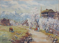 Valle del Kashmir Mandorlo in fiore Dina Nath Walli Paesaggio di montagna India Arte