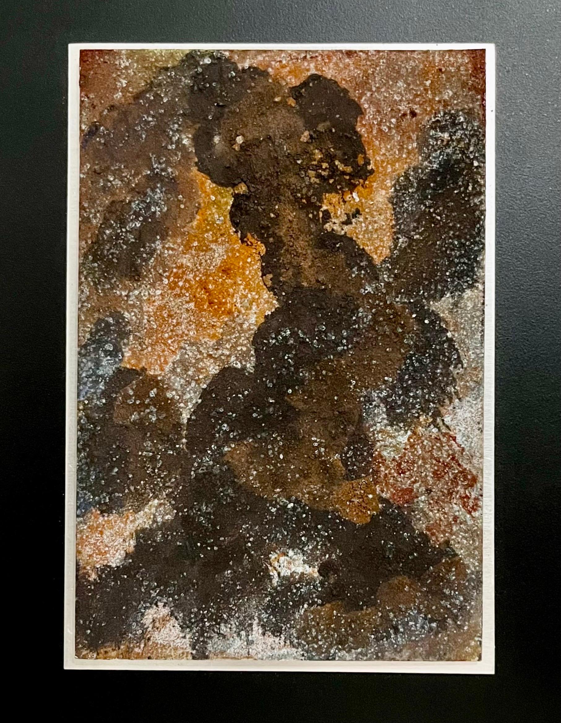 Pintura del cosmos de la expresionista abstracta israelí Dina Recanati, escultura en metal