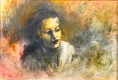 Young Hasidic Boy, Oil Painting Israeli Judaica Jerusalem, Geulah Neighborhood