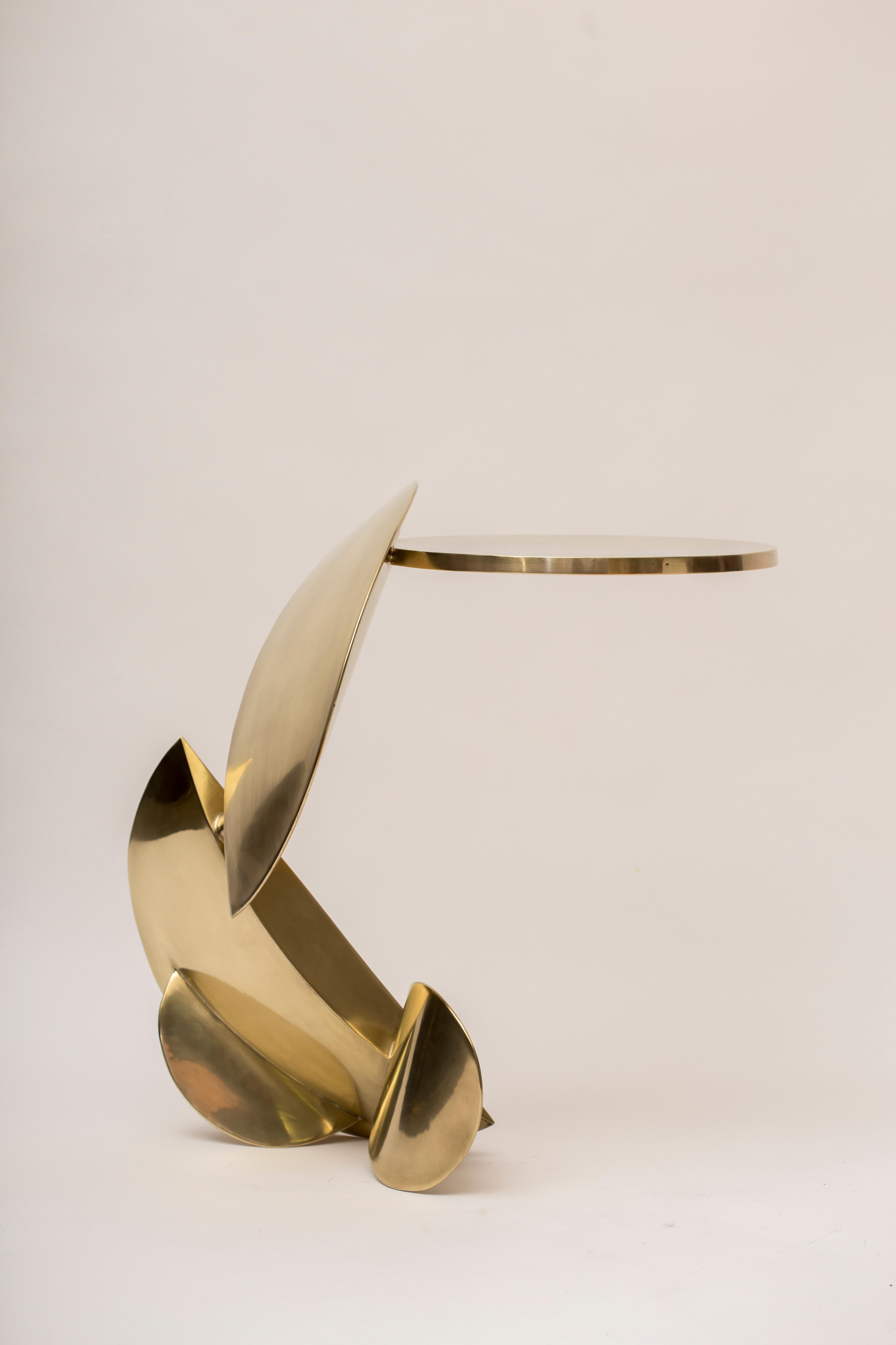 Brass Dina Side Table Sculpted by Yann Dessauvages