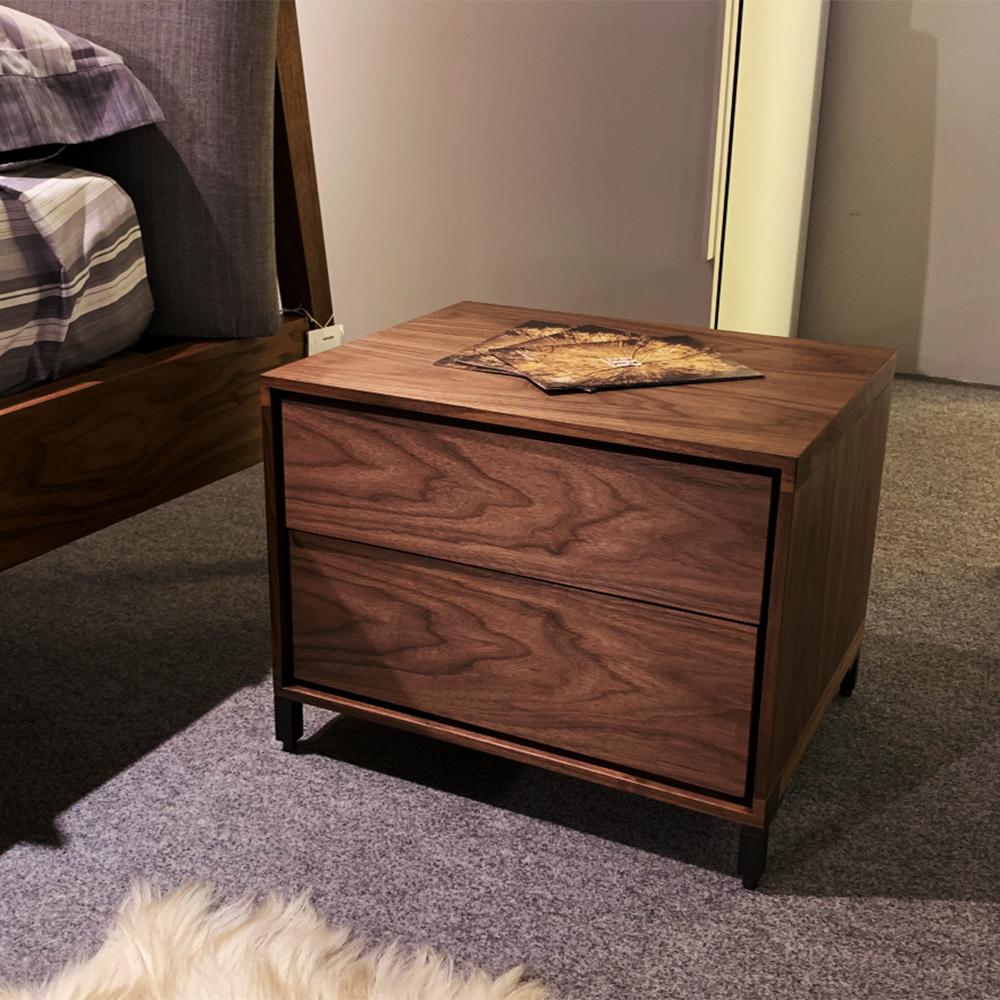 Hand-Crafted Dina Walnut Nightstand For Sale