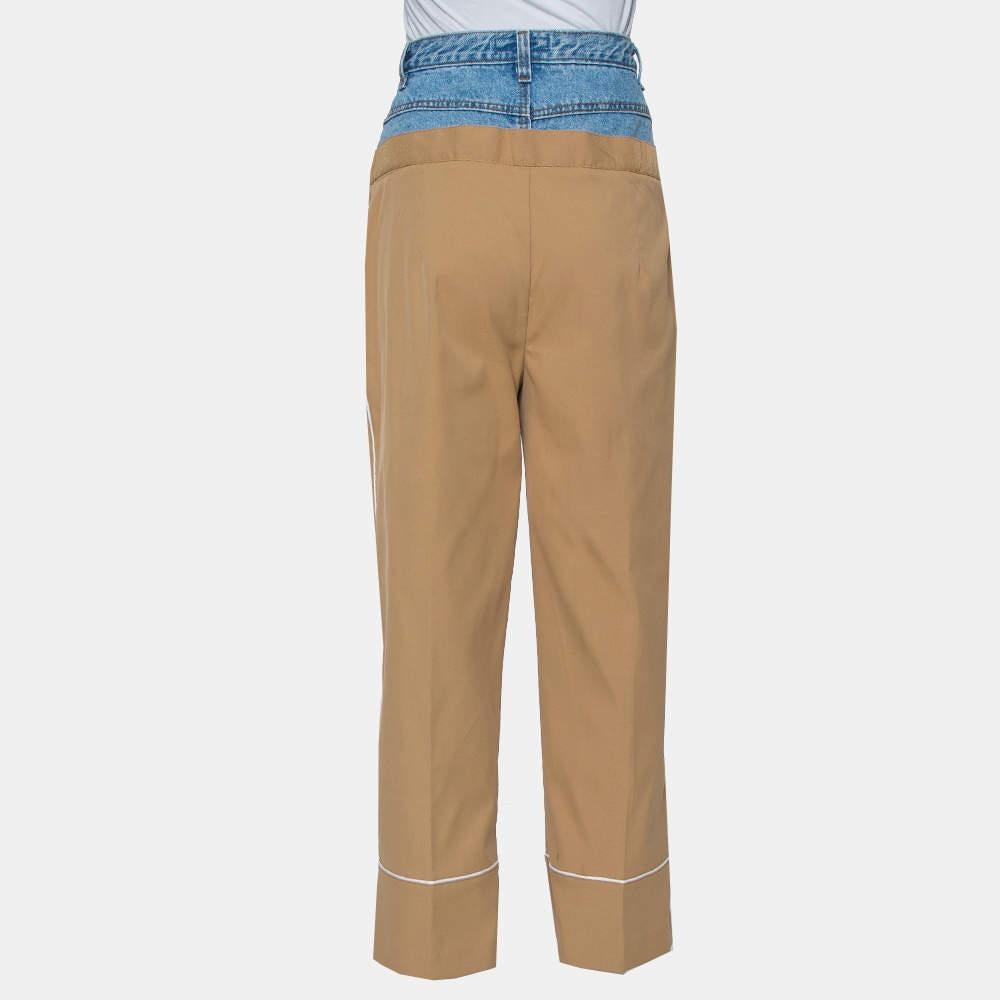 Dina Zaki Beige Synthetic Denim Mix Duel T Fashion Pants L In Good Condition In Dubai, Al Qouz 2