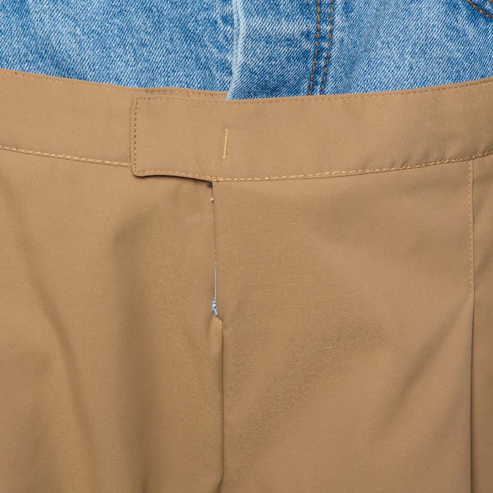 Women's Dina Zaki Beige Synthetic Denim Mix Duel T Fashion Pants L