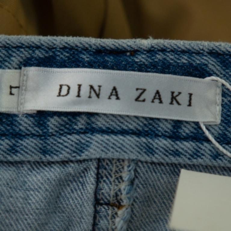 Dina Zaki Beige Synthetic Denim Mix Duel T Fashion Pants L For Sale 1