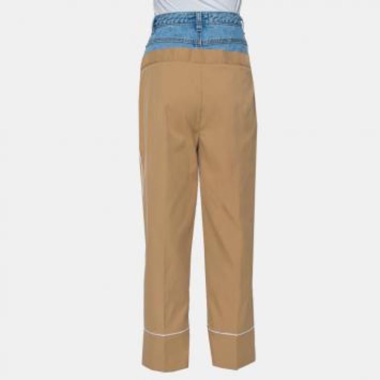 Dina Zaki Beige Synthetic Denim Mix Duel T Fashion Pants L For Sale 3