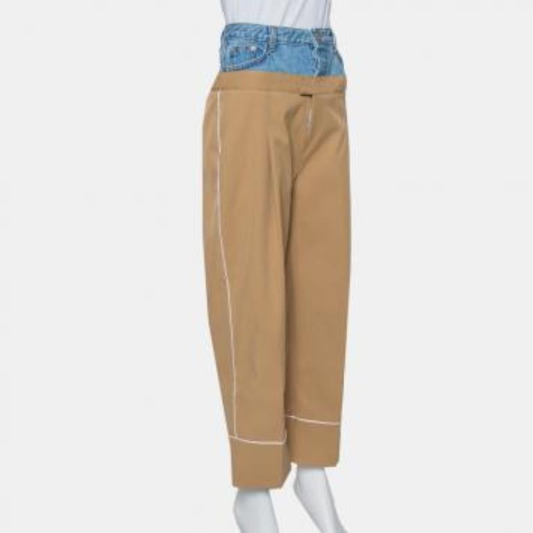 Dina Zaki Beige Synthetic Denim Mix Duel T Fashion Pants L For Sale 5