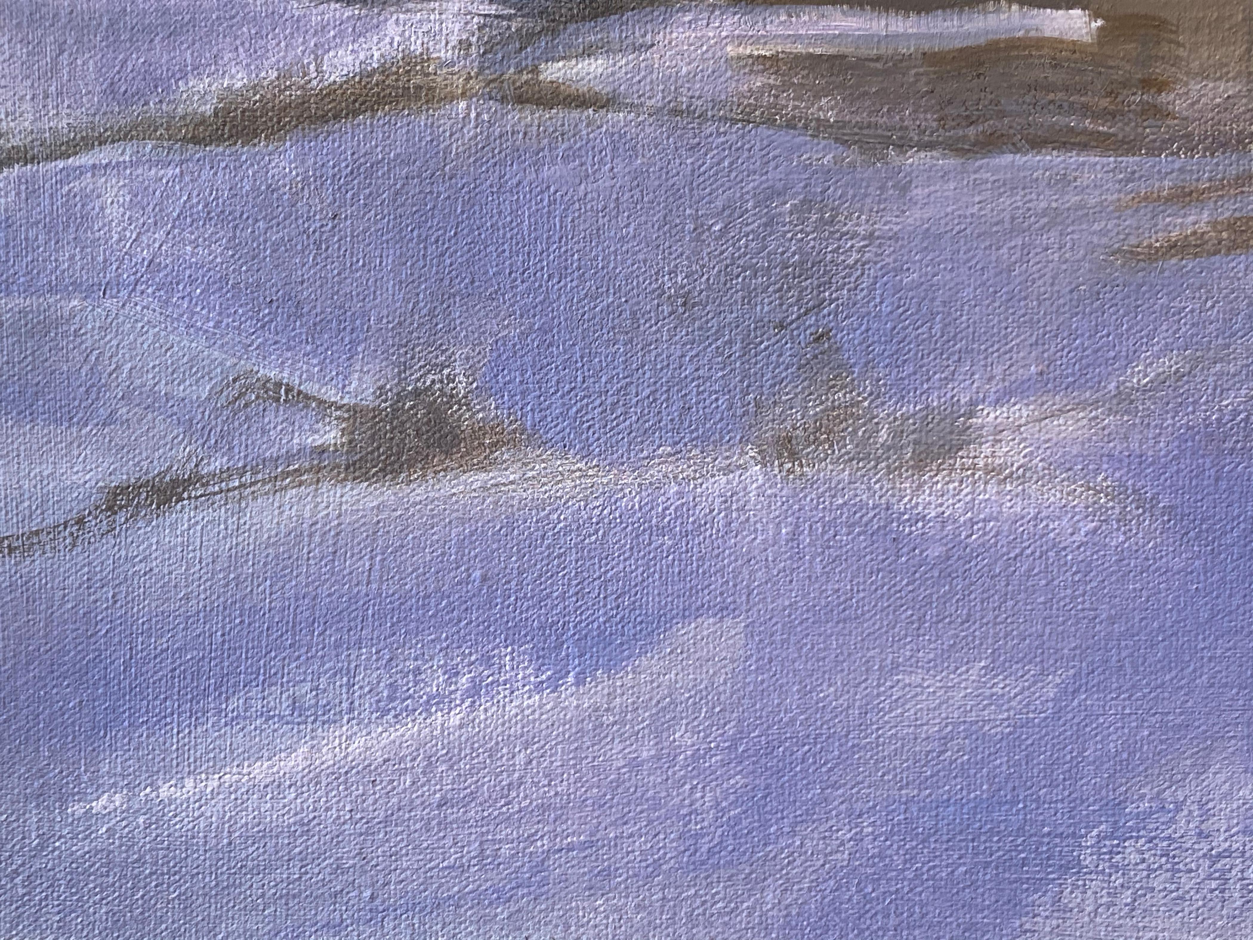 A Quiet Winter (weathered barns, luminous snow, shadows, moody sky, lilac, tan)  1