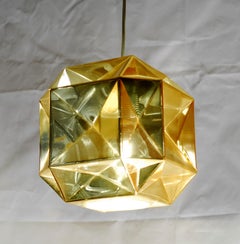 Dinamo Pendant Multi-Faceted Blown Glass with Gold Mirrored Translucent Set of 4