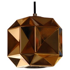 Dinamo Pendant Multi-Faceted Blown Glass with Gold Mirrored Translucent Set of 4