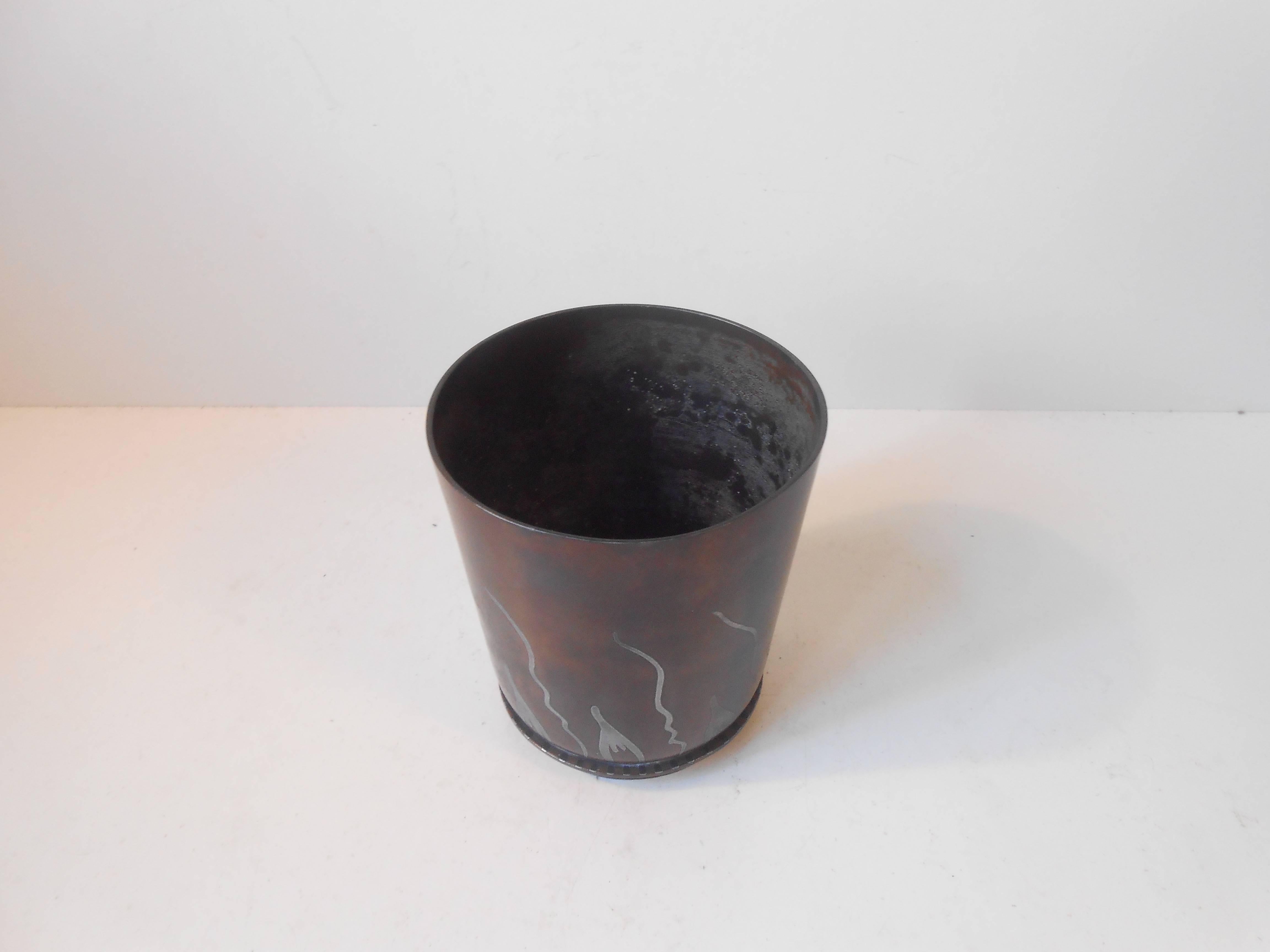 Art Deco Dinanderie, Metallurgy Vase by Groos & Christensen Copenhagen, Denmark, 1921 For Sale