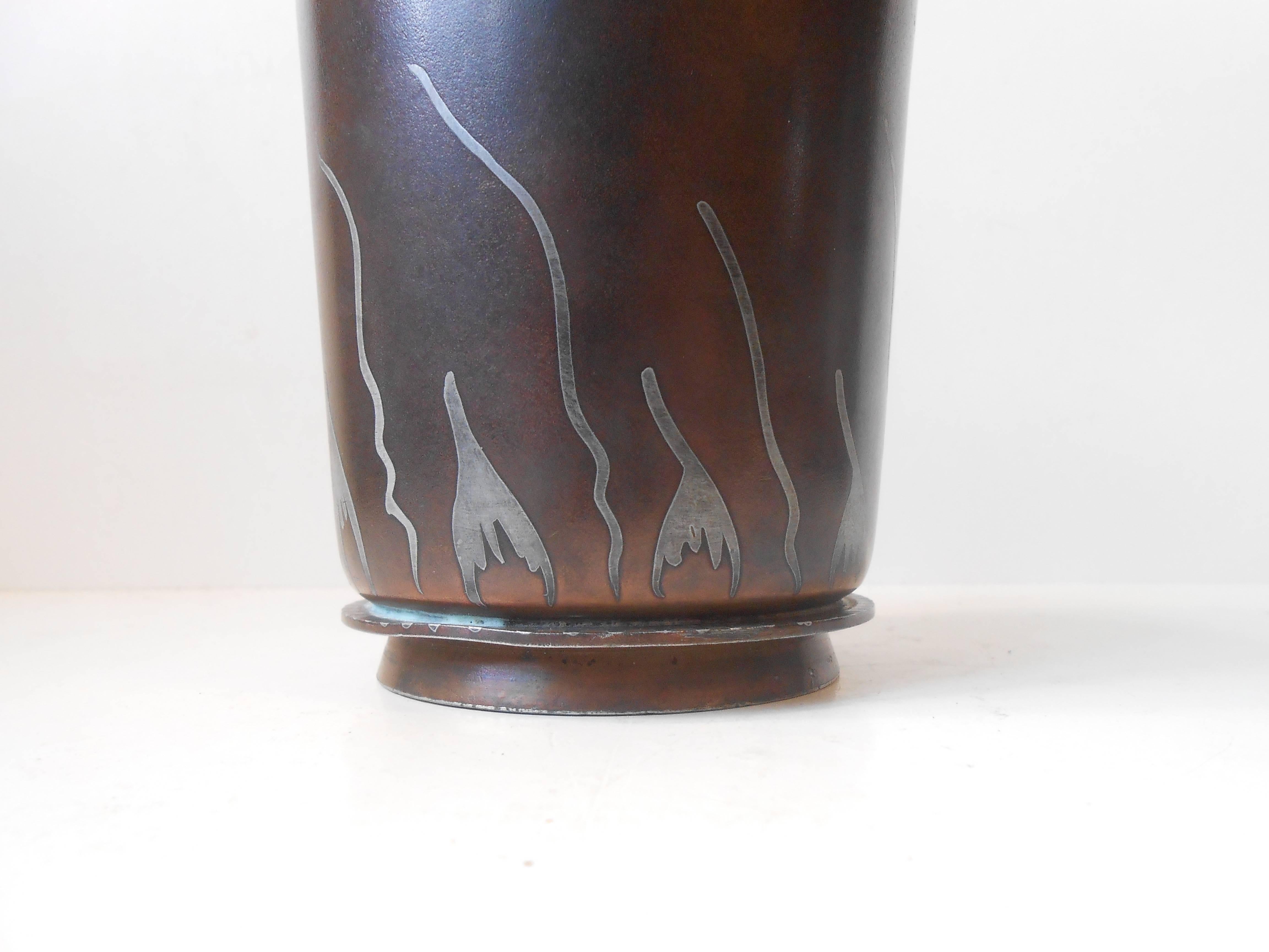 Dinanderie, Metallurgy Vase by Groos & Christensen Copenhagen, Denmark, 1921 For Sale 2