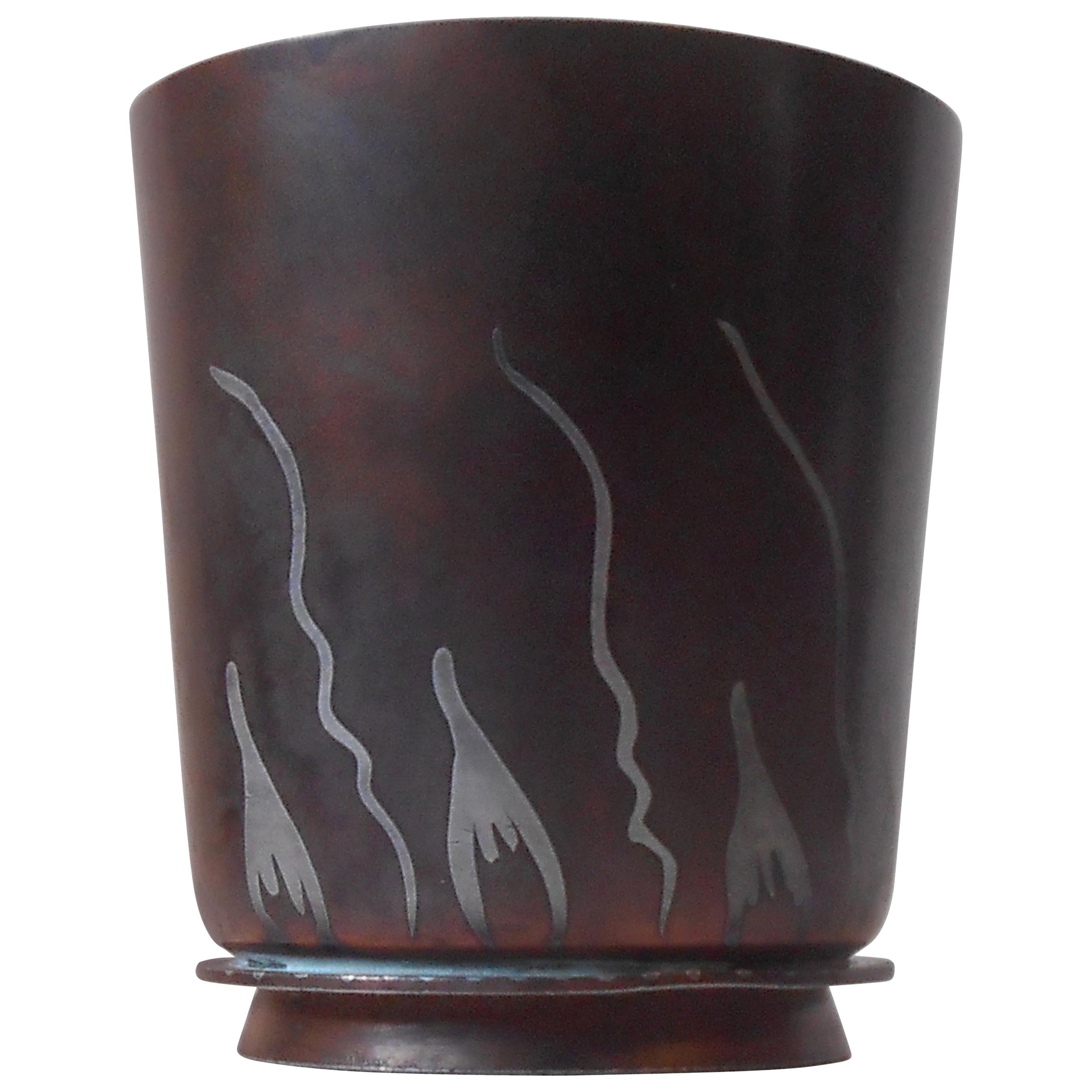 Dinanderie, Metallurgy Vase by Groos & Christensen Copenhagen, Denmark, 1921 For Sale