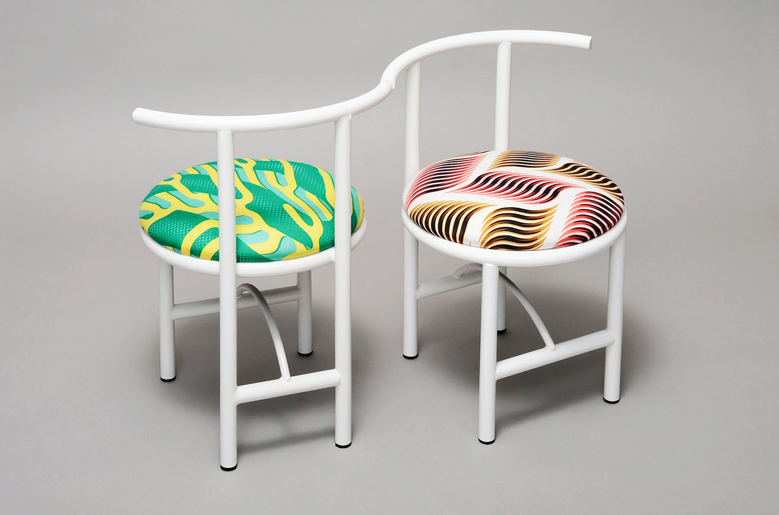 Modern Diner Chair Metal with Colorful Textile Contemporary Style For Sale