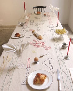 "Dîner en tête-à-tête" Big Embroidered Tablecloth